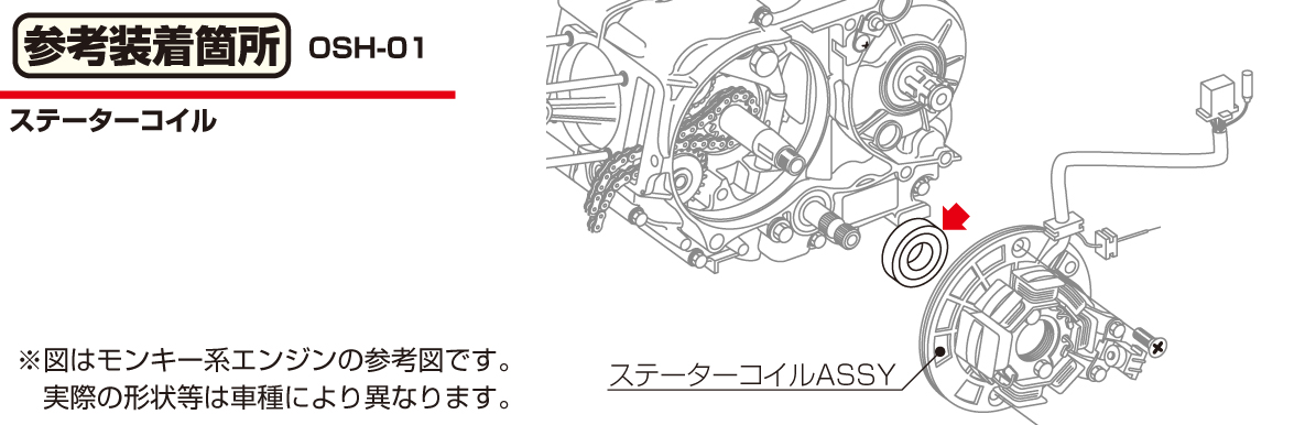 高品質 ステーターコイル用オイルシール OSH-01 モンキー ゴリラ スーパーカブ系エンジン用 KITACO キタコ