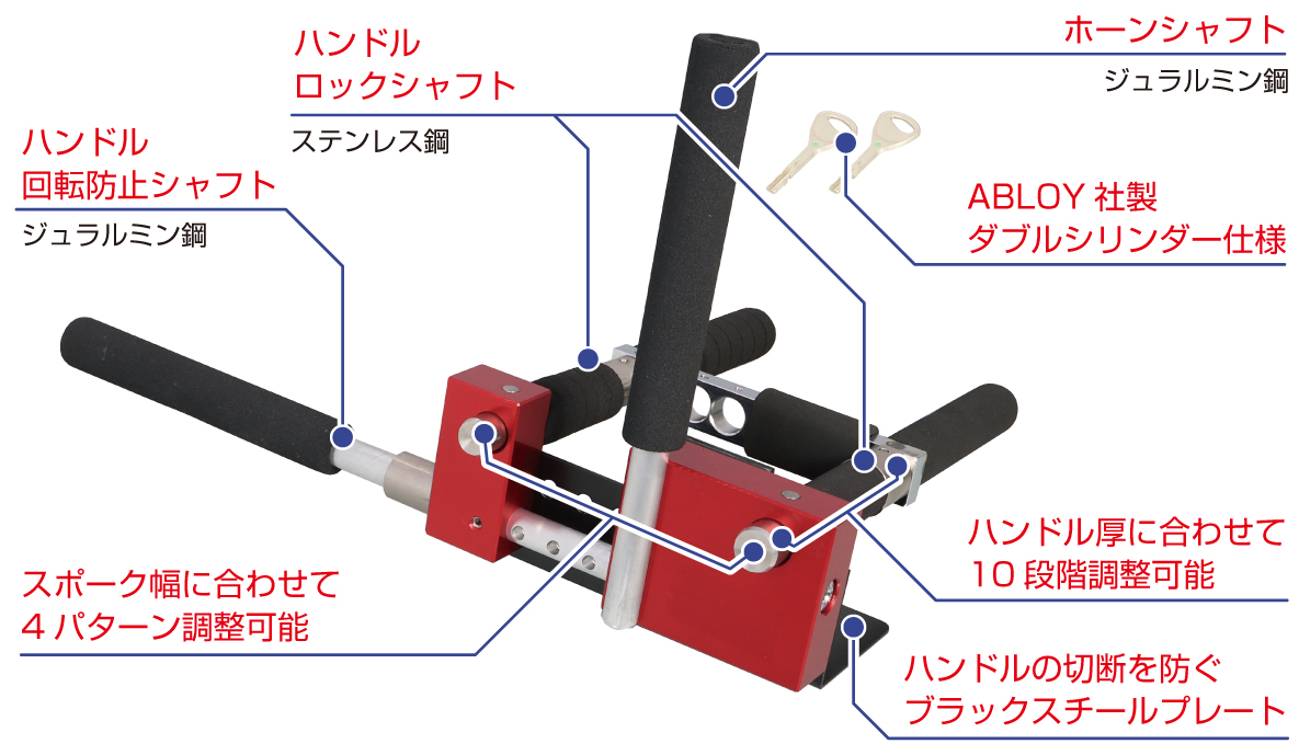 キタコ KML-SS 高性能ハンドルロック 高級車の盗難防止に